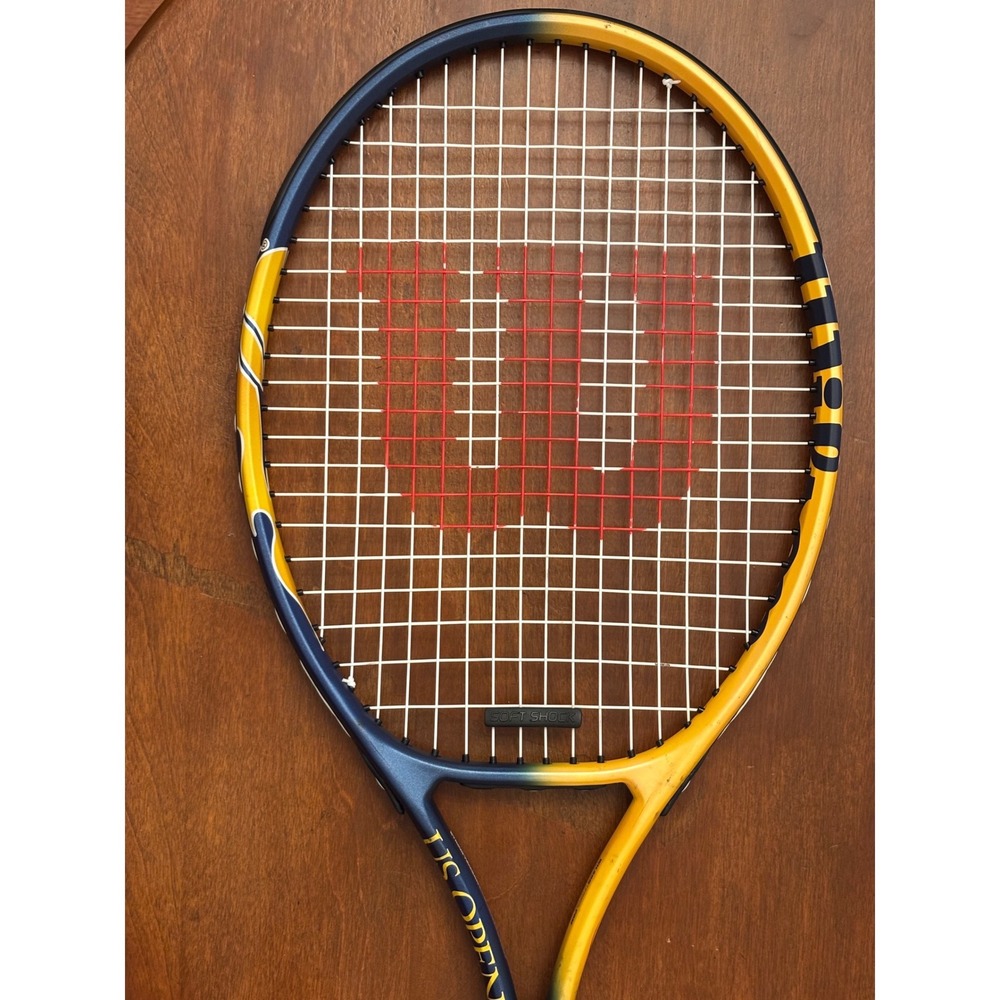 Wilson US Open Tennis Racquet Yellow Blue Grip 4 1/4 L2 Soft Shock
